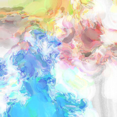 Watercolor abstract painting with pastel colors. Soft color painted illustration of calming composition for poster, wall art, banner, card, book cover or packaging. Modern brush strokes painting.