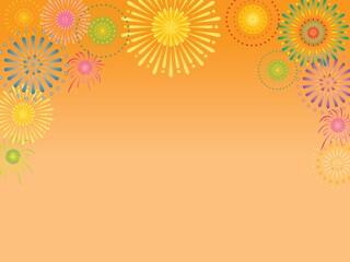 夏の打ち上げ花火のフレームイラスト