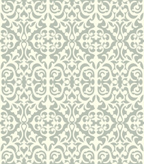 Seamless brown background with light pattern in baroque style. Vector retro illustration. Islam, Arabic, Indian, ottoman motifs. Perfect for printing on fabric or paper.
