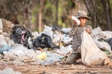 Children are junk to keep going to sell because of poverty, ,World Environment Day, Poverty concept