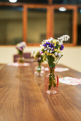 birthday party flower arrangement on the table