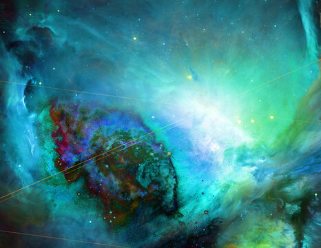 Galactic Space. Vivid universe. 3D rendering