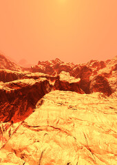 3D Rendering Planet Mars Lanscape