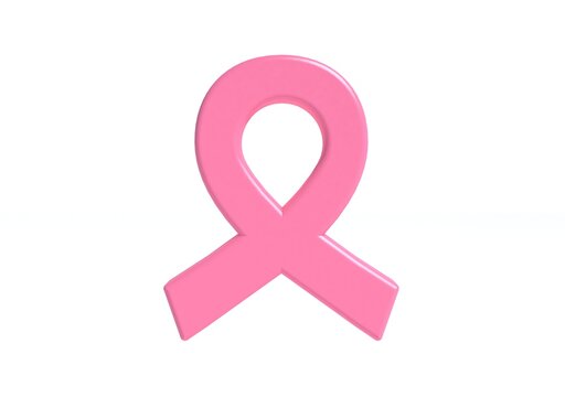 3d render, Pink plastic ribbon, sign of prevention breast cancer. Medical check up for women. Diagnostic of disease.