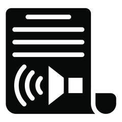 
Icon of content marketing in glyph design, paper with volume speaker 
