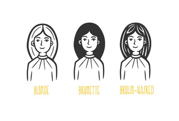 Various women: brunette, blonde, brown-haired.