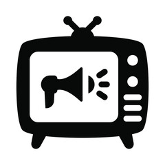 
Megaphone inside tv, glyph design of broadcast marketing icon
