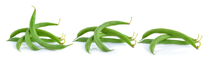 Green beans on a white background