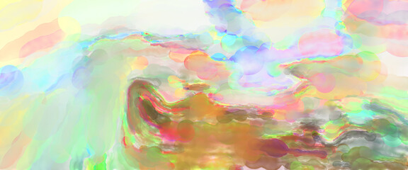 Contemporary art. Hand made painting. Modern artwork. Painting with brushstrokes of watercolor on surface. 2d illustration. Artistic background image. Abstract painting on canvas. Colorful texture.