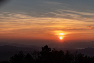 Fototapeta na wymiar colorful of sky and beautiful mountain landscape.Morning sunrise time mountain scenery