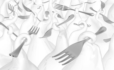Forks Propped White