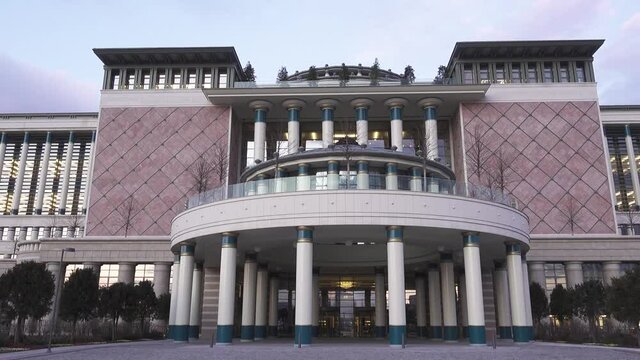 Exterior view of library designed according to traditional Turkish architecture