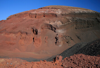 Erkaltete Lavaschichten auf der Insel Lanzarote, Kanaren, Spanien, Europa