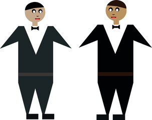 Homosexual relationship vector illustration isolated on white. Same-sex marriage.