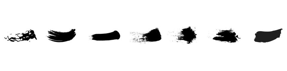 Big collection of black paint, ink brush strokes, brushes, lines, grungy, circles. Freehand drawing vector illustration isolated on white background