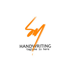 Sm initial logo handwriting template vector