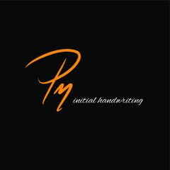 Pm initial logo handwriting template vector