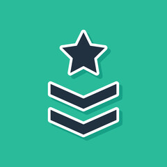 Blue Military rank icon isolated on green background. Military badge sign. Vector. - obrazy, fototapety, plakaty