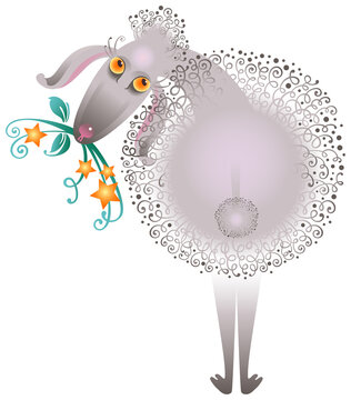 The stylized image of a lamb. Humor. Vector graphics