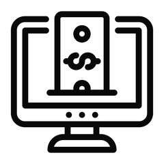 
Banknote inside monitor, online earnings icon in glyph style 
