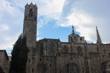 Spain. Barcelona - 07/16/2013: Buildings close-up in the city center. The architecture of Antoni Gaudi