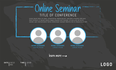 Live conference invite template. Banner live webinar promotion for social media.