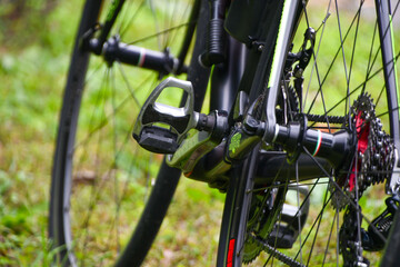 Fototapeta na wymiar Close-up of professional bicycle pedals