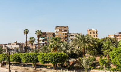 Fototapeta na wymiar Yard of Mosque of Al Rifai (Al-Refai, Al-Refa'i) and residential buildings in Cairo