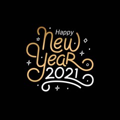 Happy New Year 2021 with lettering typography style for greeting card vector illustration