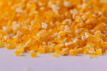 Heap of Corn grits isolated on white background