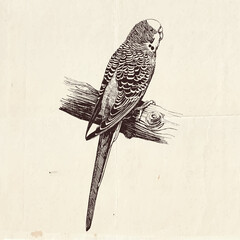 Highly detailed hand drawn illustration of the Australian budgie bird

