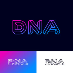 DNA logo. D, N, A impossible letters logo on with illusion of volume. Logo can used for biotechnology center, laboratory, reproduction clinics. 