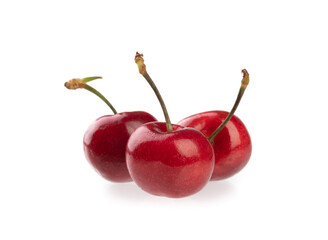 A group of cherries isolated over white background