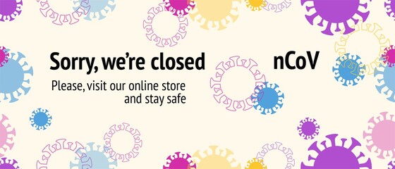 Closed due to nCoV, Visit Our Online Shop. Virus Protection Flat Corona Web Page.