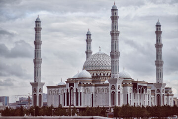 Nur-Sultan, Astana Kazakhstan - September 30, 2019: The Hazrat Sultan Mosque in Nur-Sultan, Kazakhstan.