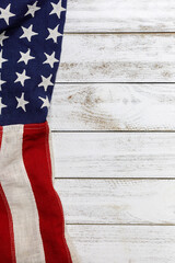 American Flag on Weathered Wood