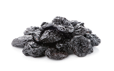 Dry plums isolated on white background