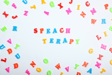 Fototapeta na wymiar Composition on the topic of speech therapy. Speech therapist for help with speech problems