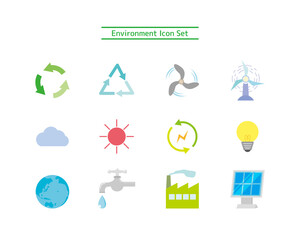 クリーンエネルギーのベクターイラスト　風力発電　太陽光発電