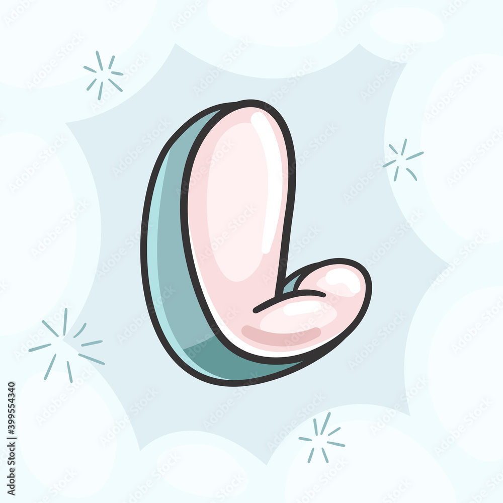 Wall mural Cartoon pink bubble letter L. Vector kids illustration font