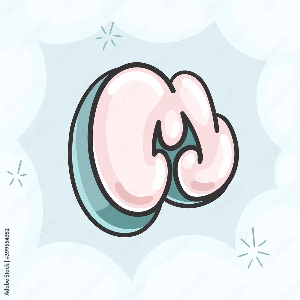 Wall mural Cartoon pink bubble letter M. Vector kids illustration font