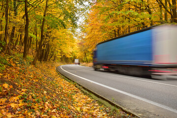 Truck on road transportation trucking