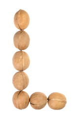 Walnuts lined in the shape of the letter 