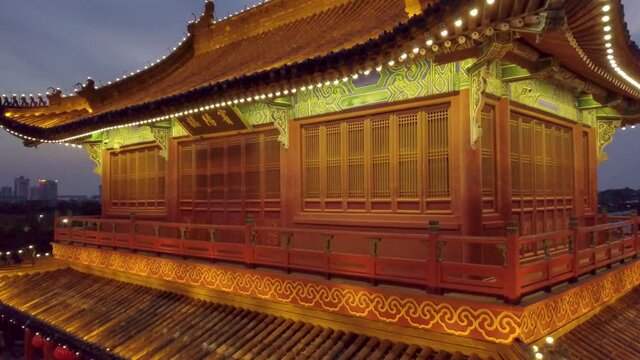Chinese traditional city wall,loated Jingzhou China.There china letters on building is"Jingzhou City" builded in the Three Kingdoms Period.