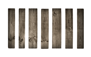 collection of various blank wooden signs on white background.