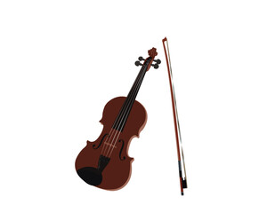 Obraz na płótnie Canvas Vector illustration of violin and bow