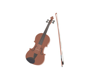 Obraz na płótnie Canvas Vector illustration of violin and bow.