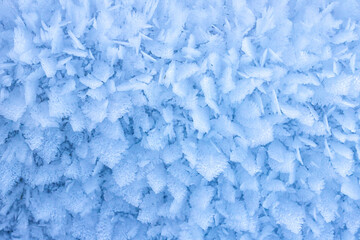 Fototapeta premium Blue snow crystals texture winter natural background