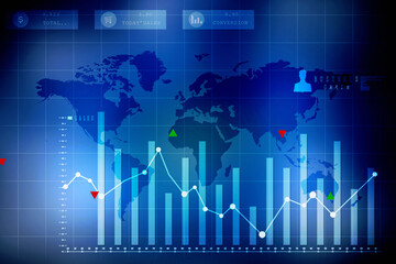 2d rendering Stock market online business concept. business Graph 