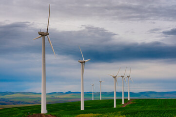 Wind turbines earlyin early dawn light
